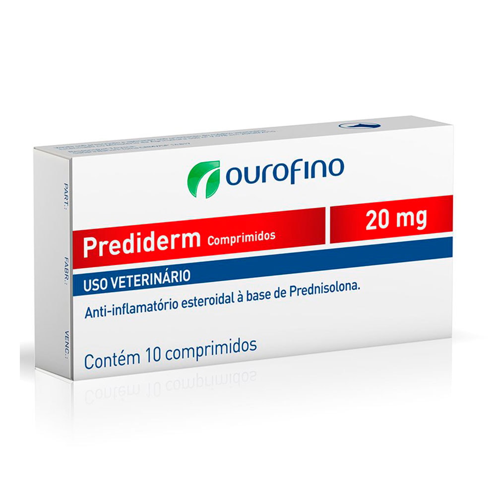 Anti-inflamatório Prediderm Para Cães Ourofino 20mg C/10 Comprimidos