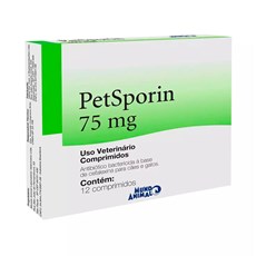 Antibiótico Petsporin 75mg Mundo Animal C/12 Comprimidos