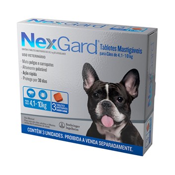 Antipulgas e Carrapatos para Cães de 4,1 a 10kg Nexgard: 3 comprimidos