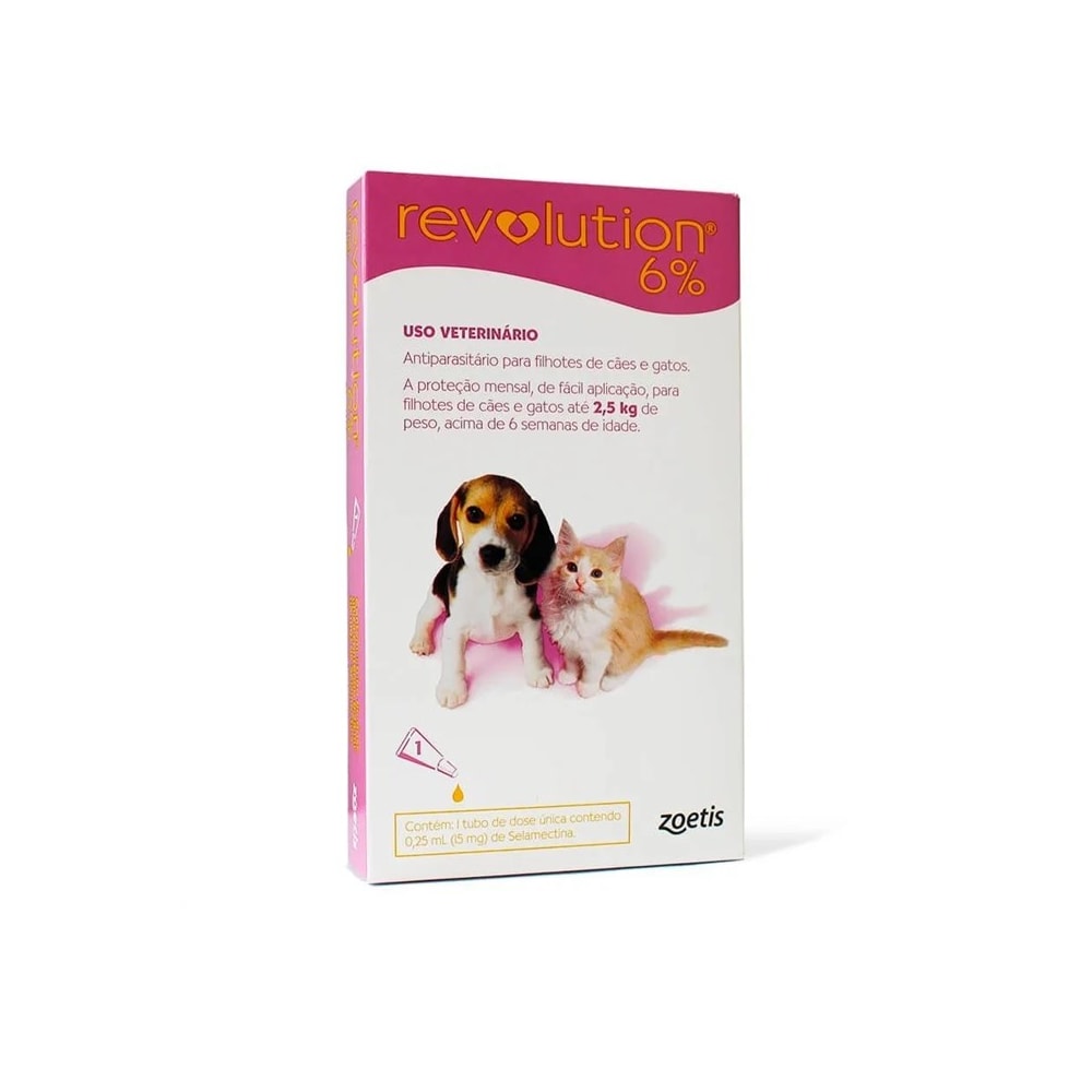 Antipulgas Revolution 6% Filhotes Cães e Gatos Até 2,5kg - Zoetis
