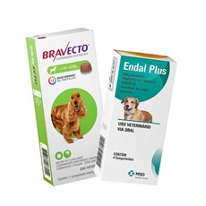 Bravecto 10 A 20kg: Comprimido Antipulgas E Carrapatos + Vermífugo Endal Plus 4 Comprimidos