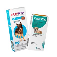 Bravecto 20 A 40kg: Comprimido Antipulgas E Carrapatos + Vermífugo Endal Plus 4 Comprimidos