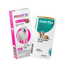 Bravecto 40 A 56kg: Comprimido Antipulgas E Carrapatos + Vermífugo  Endal Plus 4 Comprimidos