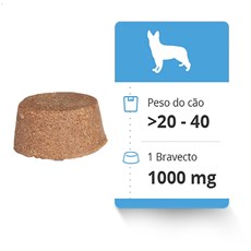 Bravecto Antipulgas e Carrapatos: Comprimido para Cães 20 a 40kg