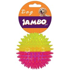 Brinquedo Cães Jambo Bola TPR Média Espinho Dual Rosa e Amarelo