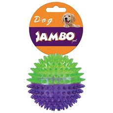 Brinquedo Cães Jambo Bola TPR Média Espinho Dual Roxo e Verde