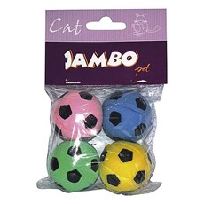 Brinquedo Gatos Jambo Cat Bolinha Futebol Com 4 Unidades