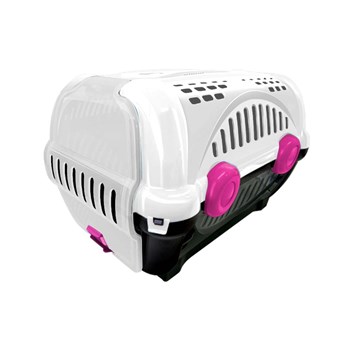 Caixa De Transporte Furacão Pet Luxo Branco Com Rosa - Nº1