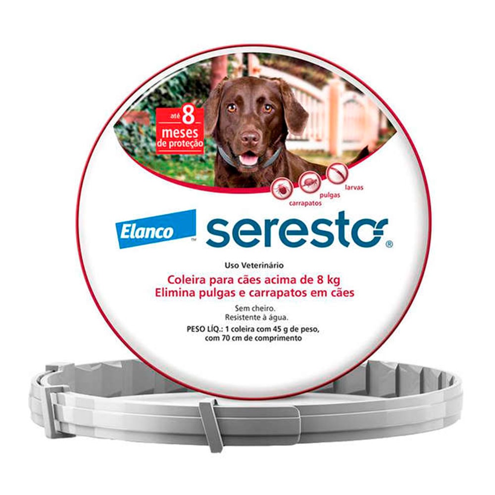 Coleira Seresto AntiPulgas E Carrapatos Para Cães Acima 8kg