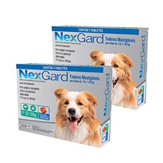 Combo 2 Nexgard Antipulgas e Carrapatos Cães 10,1 a 25kg C/3 Comprimidos Cada