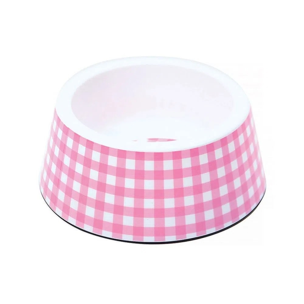 Comedouro Cães Jambo Plástico Vichy Rosa 2