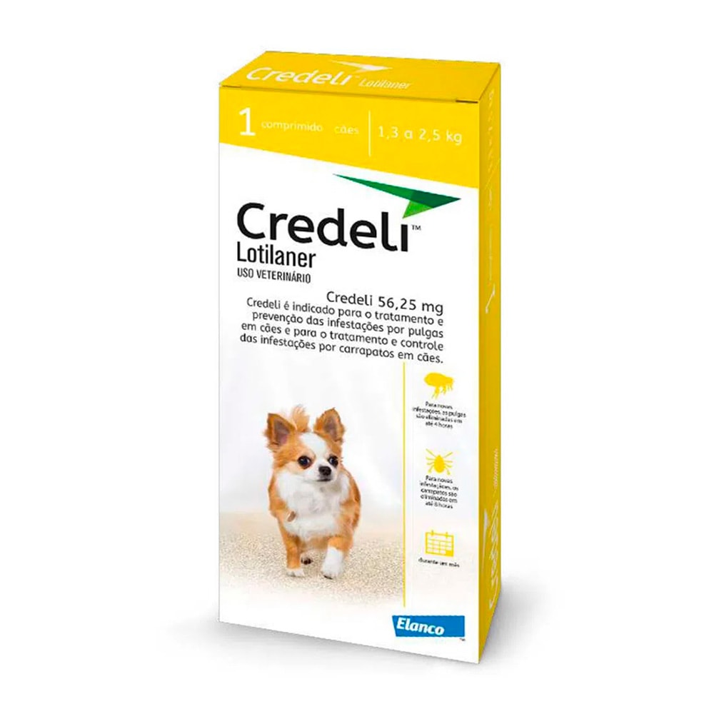 Credeli 1,3 A 2,5kg: Antipulgas E Carrapatos Cães 1 Comprimido Elanco