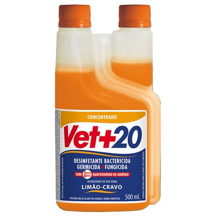 Desinfetante Bactericida Concentrado Vet+20 Limão-Cravo - 500mL