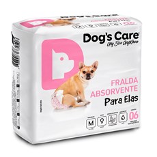 Fralda Higiênica M Para Fêmeas Dogs Care C/6 Unidades