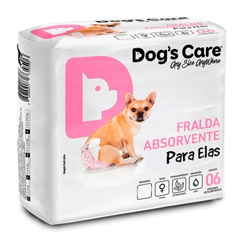Fralda Higiênica P Para Fêmeas Dogs Care C/6 Unidades