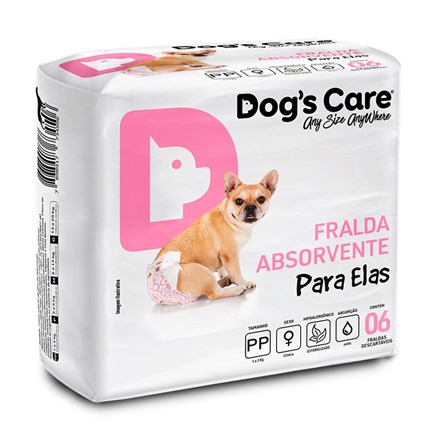 Fralda Higiênica PP Para Fêmeas Dogs Care C/6 Unidades