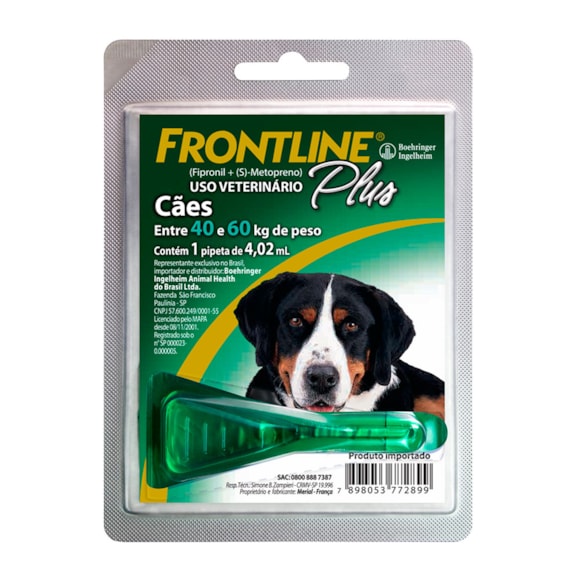 Frontline Plus Antipulgas E Carrapatos Caes 40 A 60kg Tudo De Bicho Pet Shop