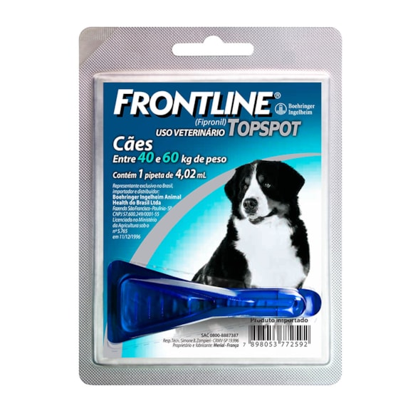 Frontline Topspot Antipulgas E Carrapatos Caes 40 A 60kg Tudo De Bicho Pet Shop