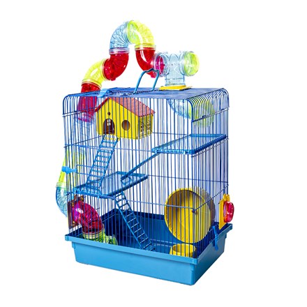 Gaiola 3 Andares Para Hamster Azul Jel Plast