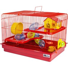 Gaiola Hamster 2 Andares Big Space Vermelha Jel Plast