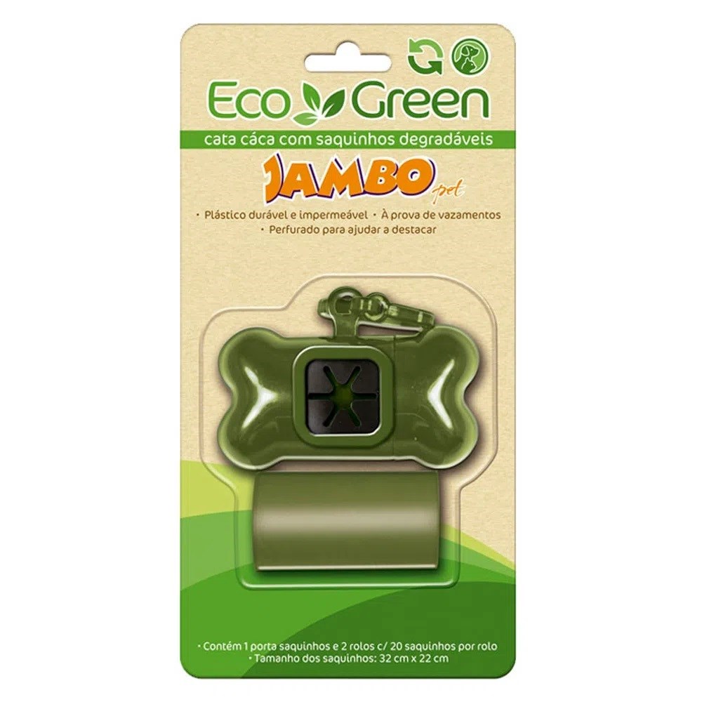 Kit Cata Caca Jambo Porta Saquinho Bio Eco Green 2 Rolos