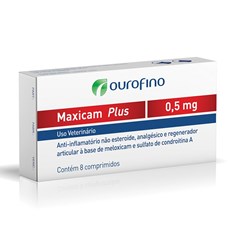 Maxicam Plus Anti-inflamatorio 0,5mg Ourofino C/8 Comprimidos