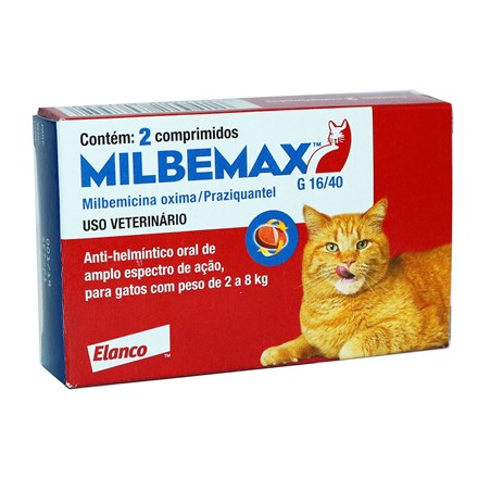 Milbemax Vermifugo Para Gatos De 2kg A 8kg C/ 2 Comprimidos