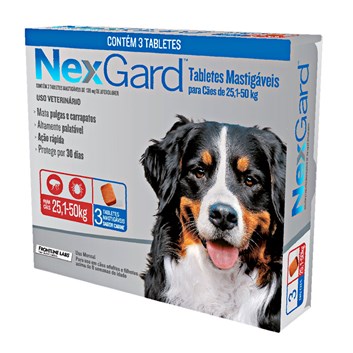 Nexgard  Antipulgas E Carrapatos Cães 25,1 A 50kg C/3 Comprimidos