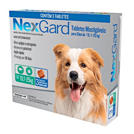 Nexgard Antipulgas e Carrapatos para Cães de 10 a 25kg: 3 comprimidos