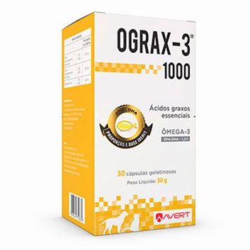 Ograx-3 Suplemento Nutricional Caes E Gatos 1000mg - 30 Capsulas