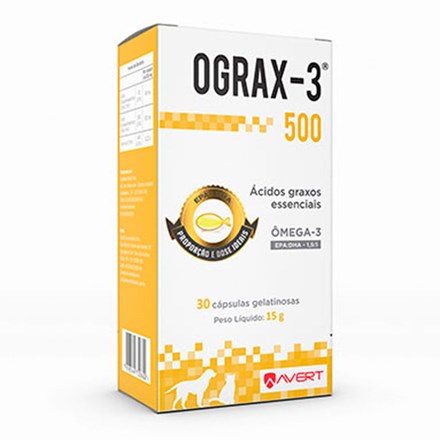 Ograx-3 Suplemento Nutricional Caes E Gatos 500mg - 30 Capsulas