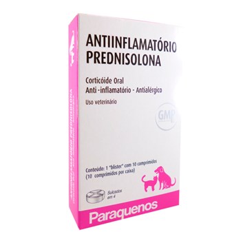 Prednisolona Paraquenos Anti-Inflamatorio Para Cães e Gatos 20mg C/10 comprimidos