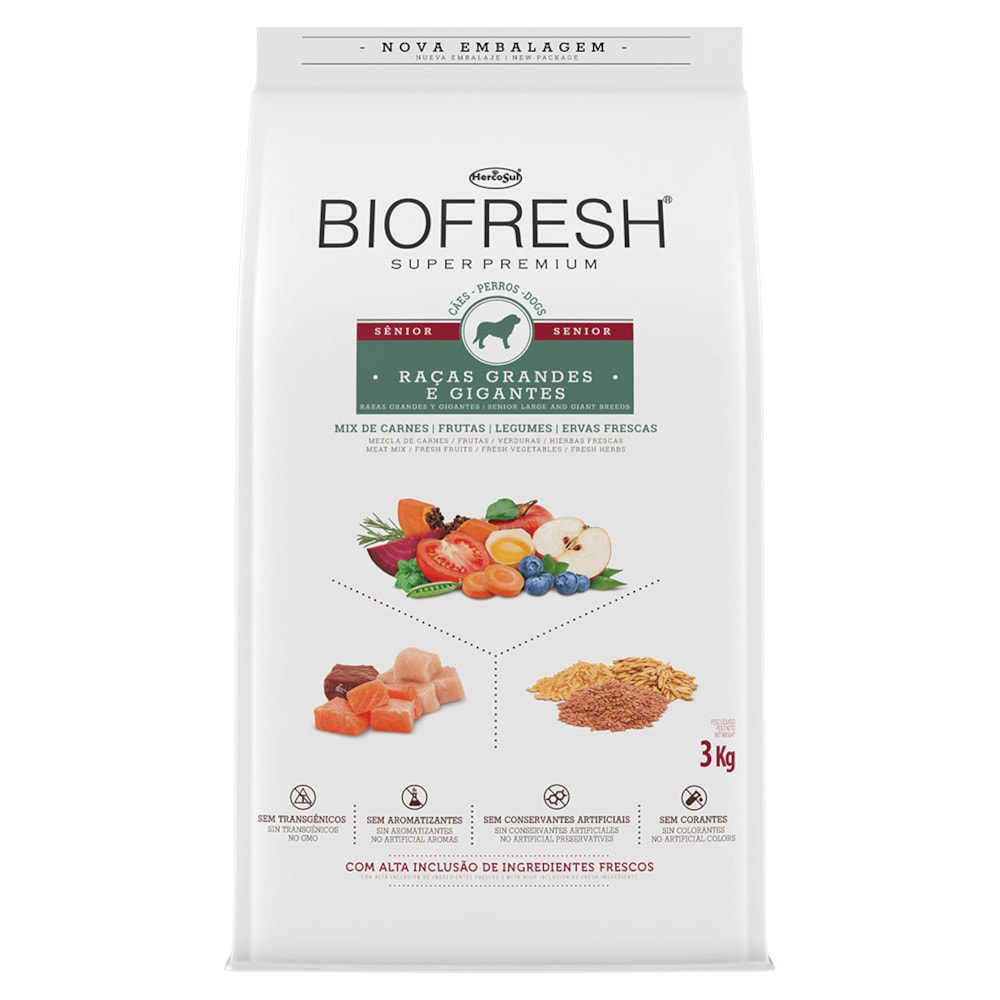 Ração Biofresh Cães Sênior Raças Grandes e Gigantes 3Kg