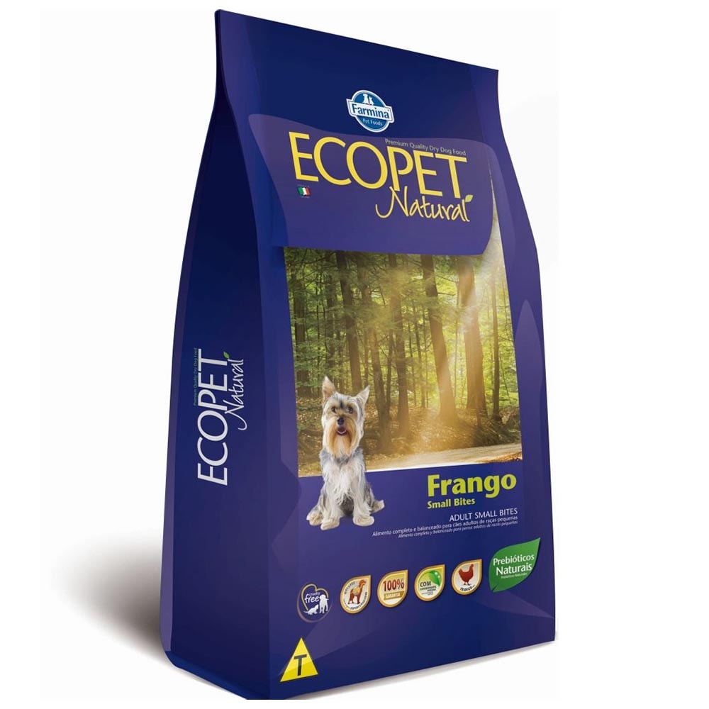 Ração Ecopet Natural Cães Adultos Raças Pequenas Frango - 3Kg