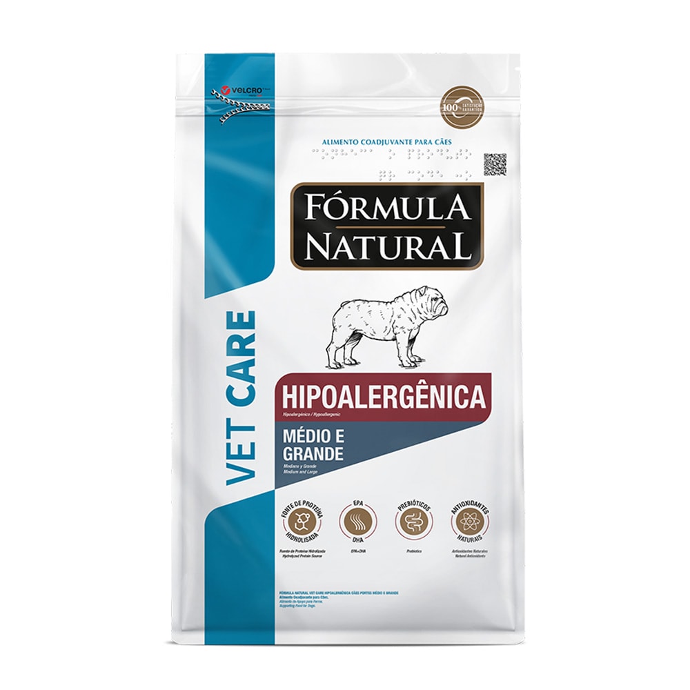Ração Fórmula Natural Vet Care Cães Hipoalergênica Raças Médias e Gran