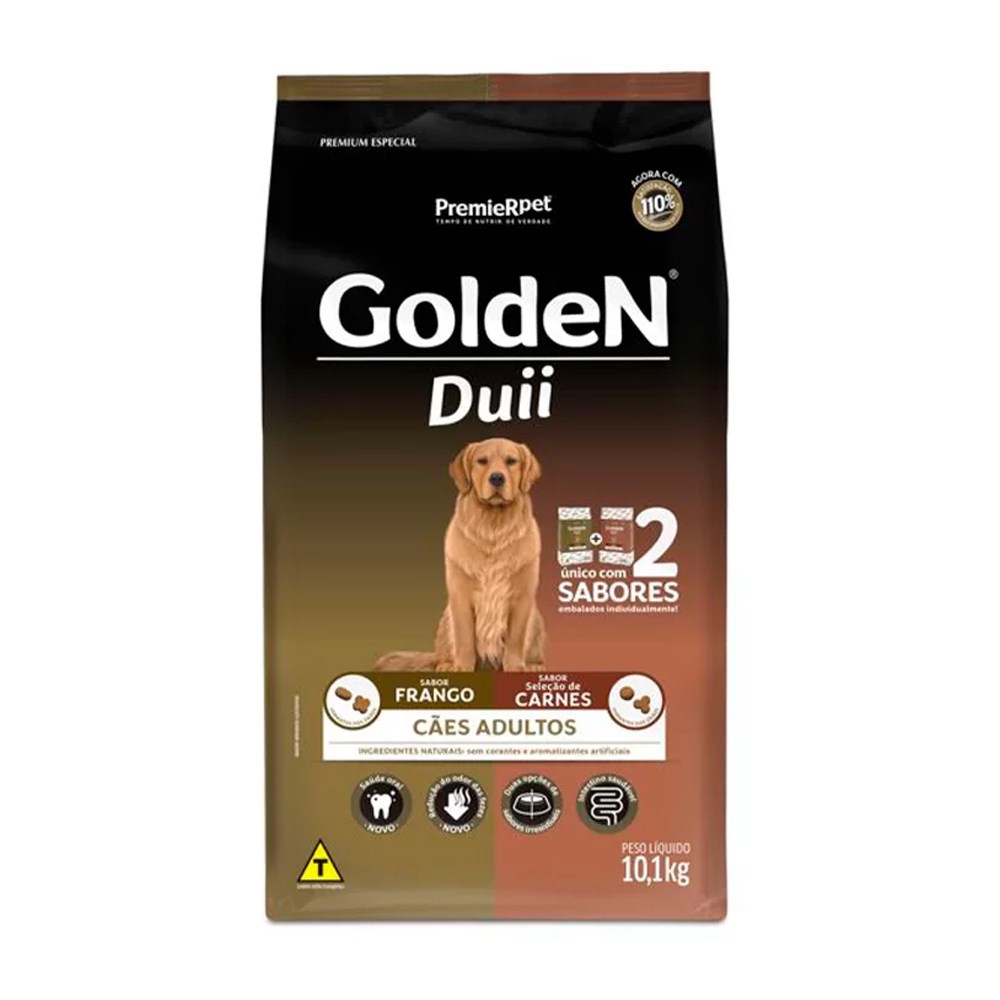 Ração Golden Duii Cães Adultos Frango E Seleção De Carnes 10,1kg
