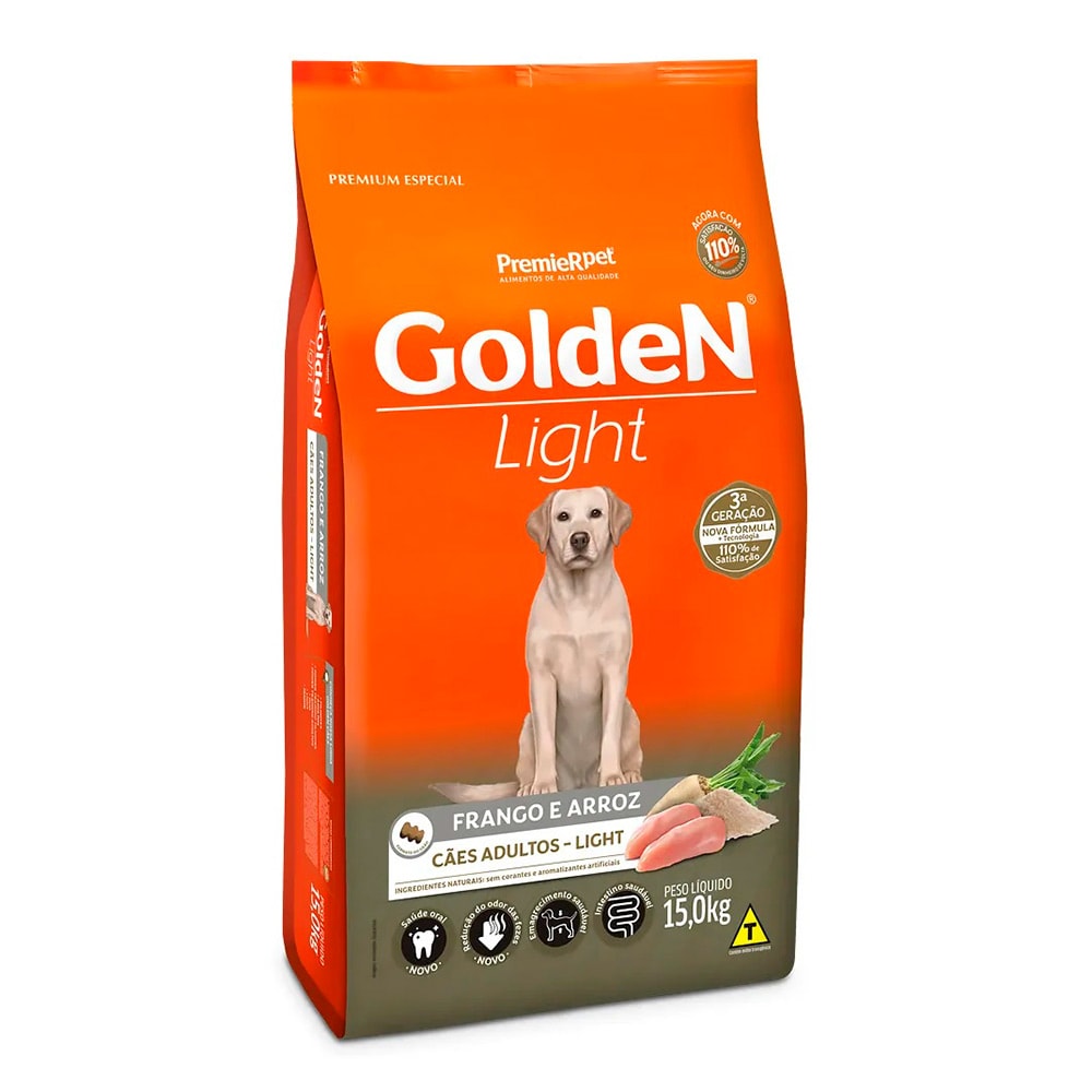 Ração Golden Fórmula Cães Adultos Light Frango e Arroz - 15kg