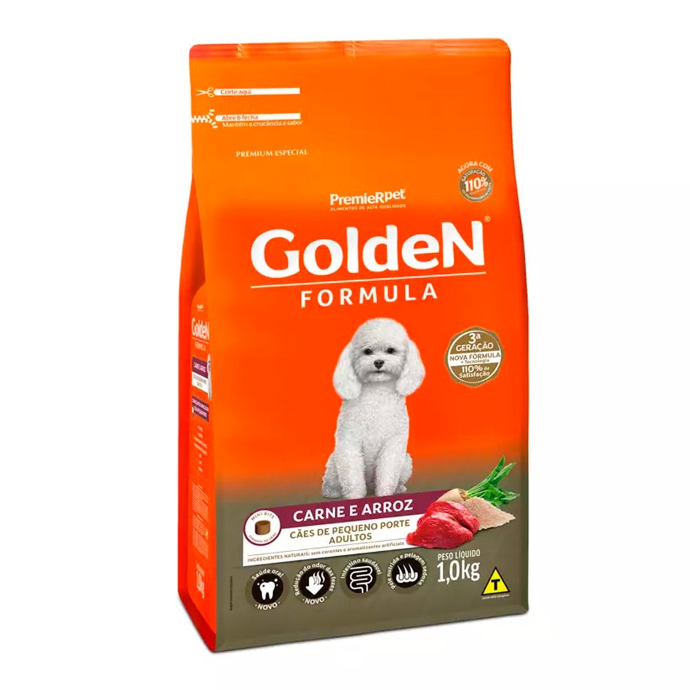 Ração Golden Fórmula Cães Adultos Mini Bits Carne e Arroz - 1kg