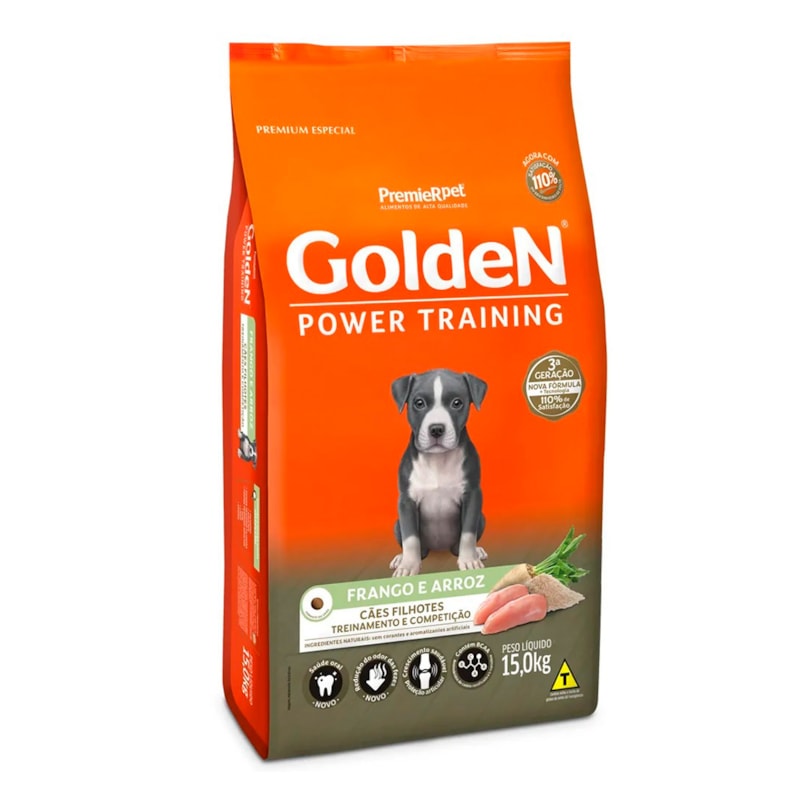 Ração Golden Power Training Cães Filhotes Frango e Arroz Tudo de Bicho Pet Shop