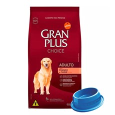 Ração Gran Plus Cães Choice Adultos Frango/Carne 15kg + Comedouro Furacão Pet Anti-Formiga 1000mL