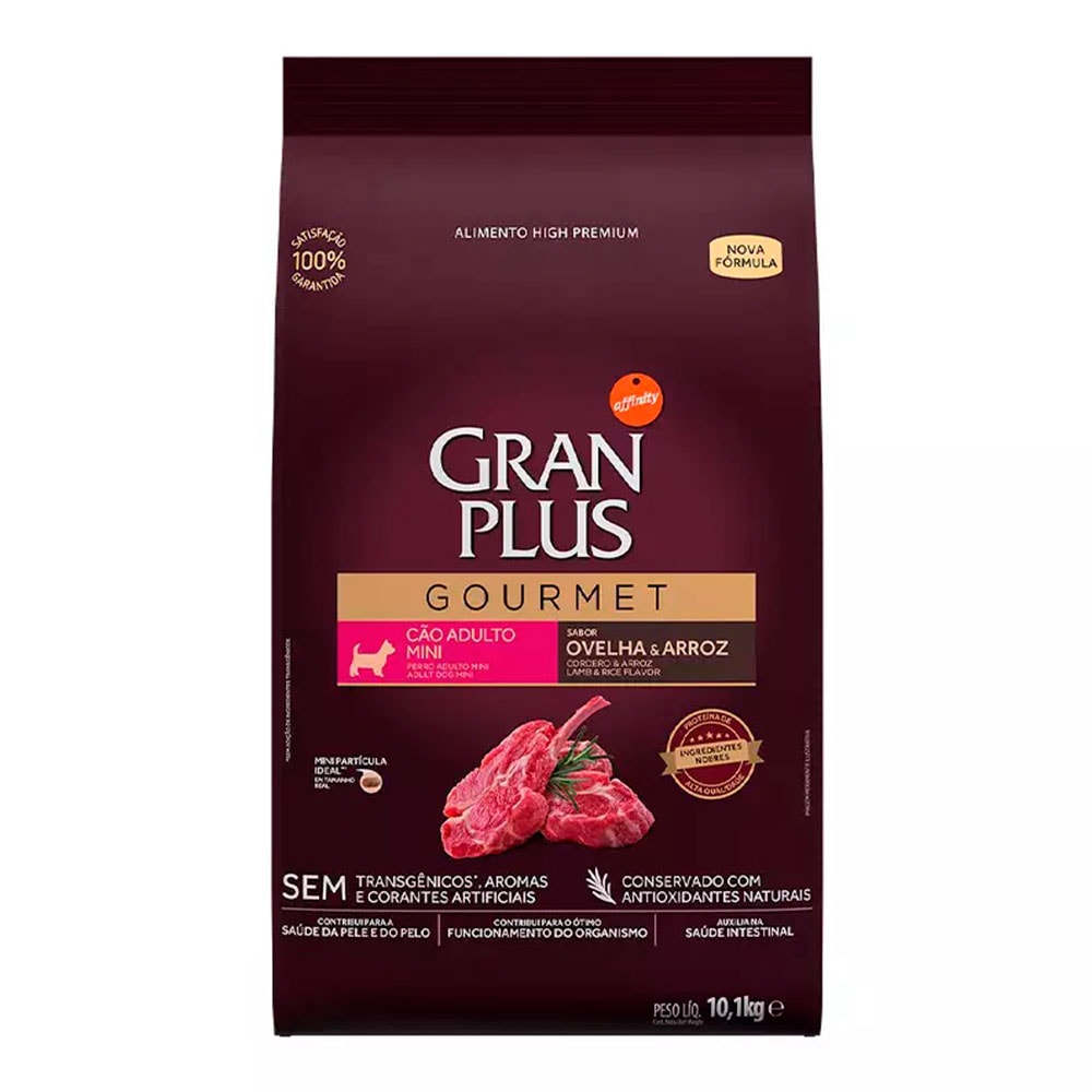 Ração Gran Plus Gourmet Cães Adultos Raças Mini Ovelha e Arroz - 10,1K
