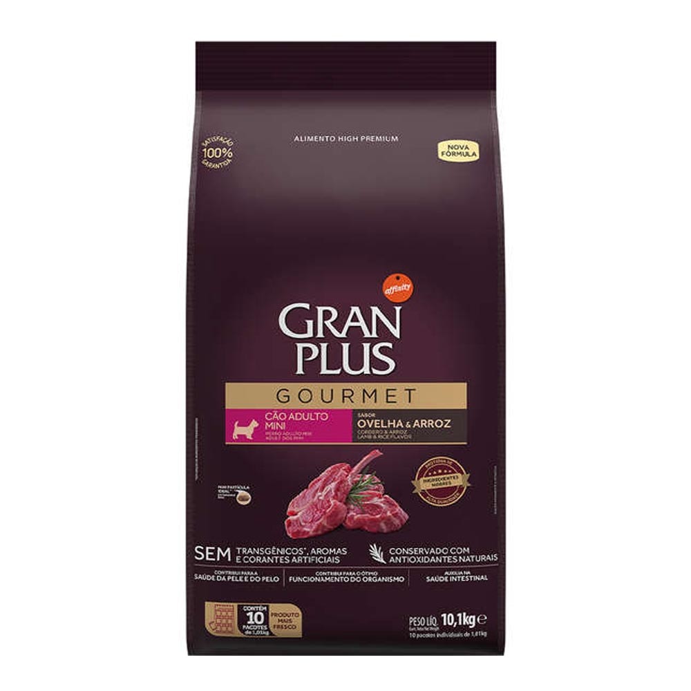 Ração Gran Plus Gourmet Cães Adultos Raças Mini Ovelha e Arroz - 10,1K
