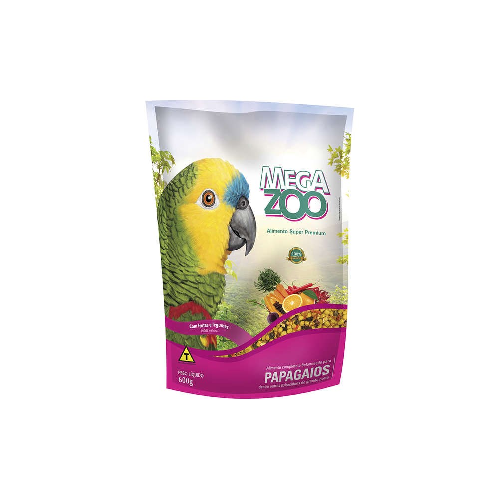 Ração Megazoo Extrusada Papagaios Frutas e Legumes - 600g