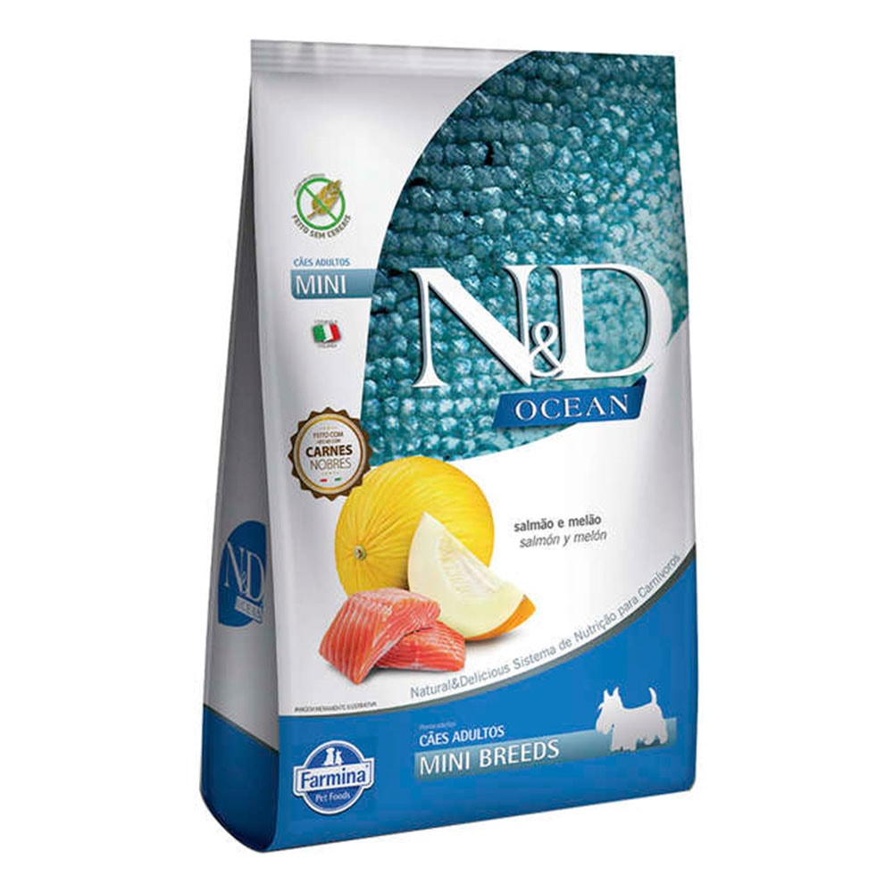 Ração N&D Ocean Cães Adultos Raças Pequenas Salmão e Melão - 800g