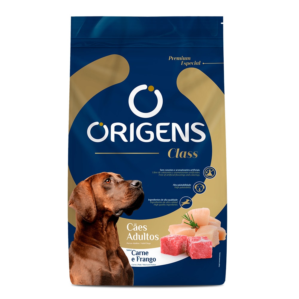 Ração Origens Class Cães Adultos Carne e Frango - 15kg