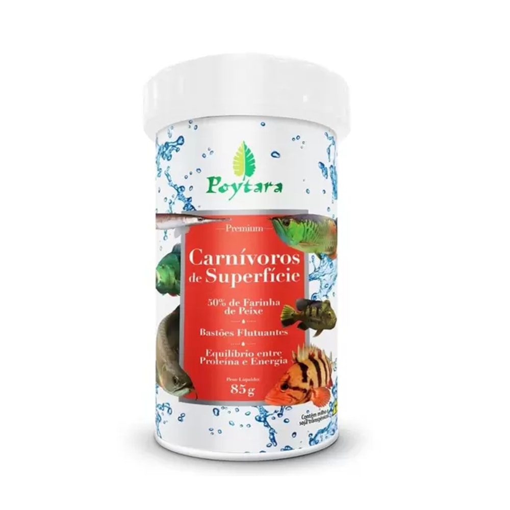 Ração Para Peixes Poytara Carnívoros de Superfície – 85g