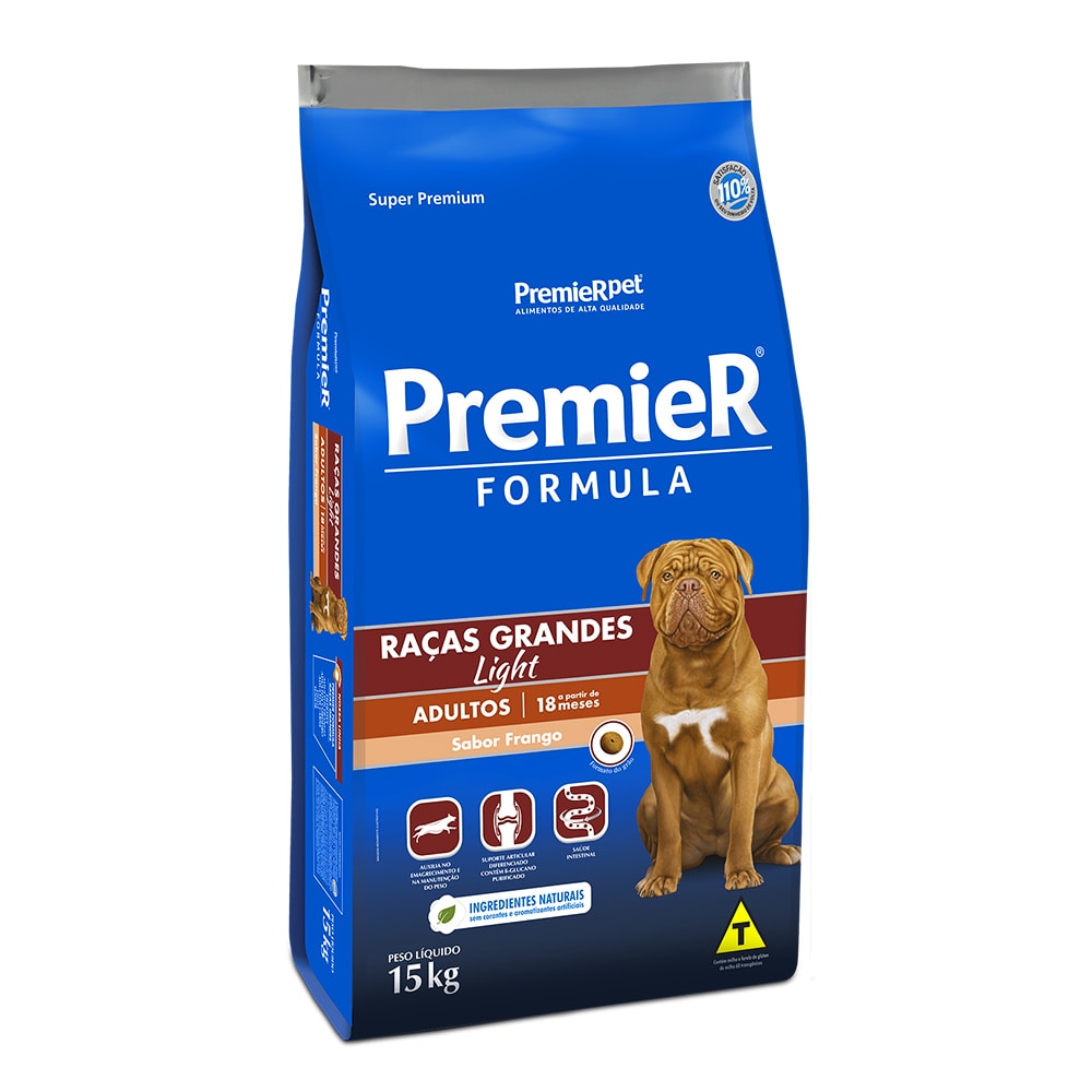 Ração Premier Fórmula Light Cães Adultos Raças Grandes Frango - 15Kg