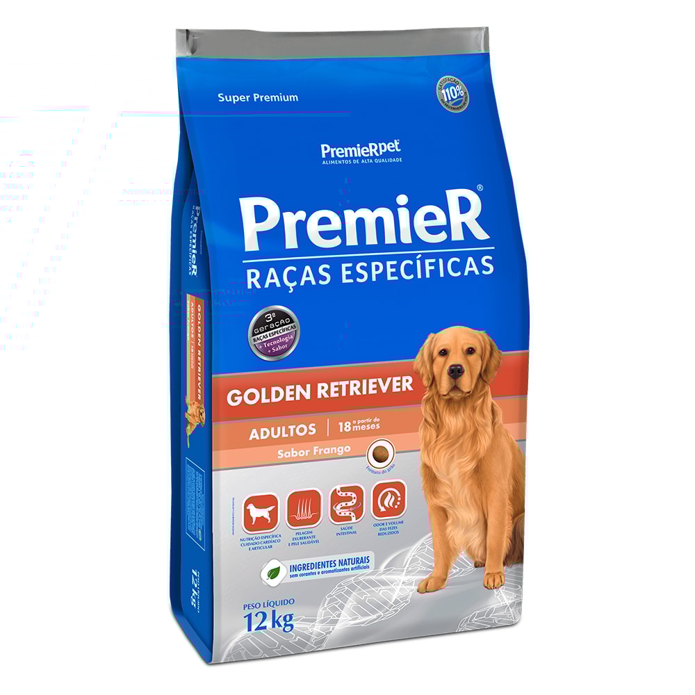 Ração Premier Raças Específicas Golden Retriever Cães Adultos Frango -