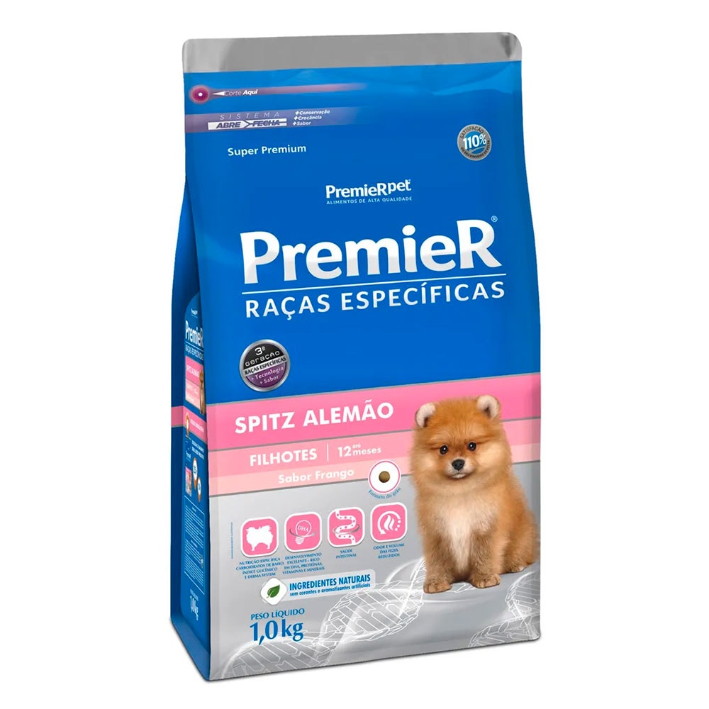 Ração Premier Raças Específicas Spitz Alemão Cães Filhotes Frango - 1K