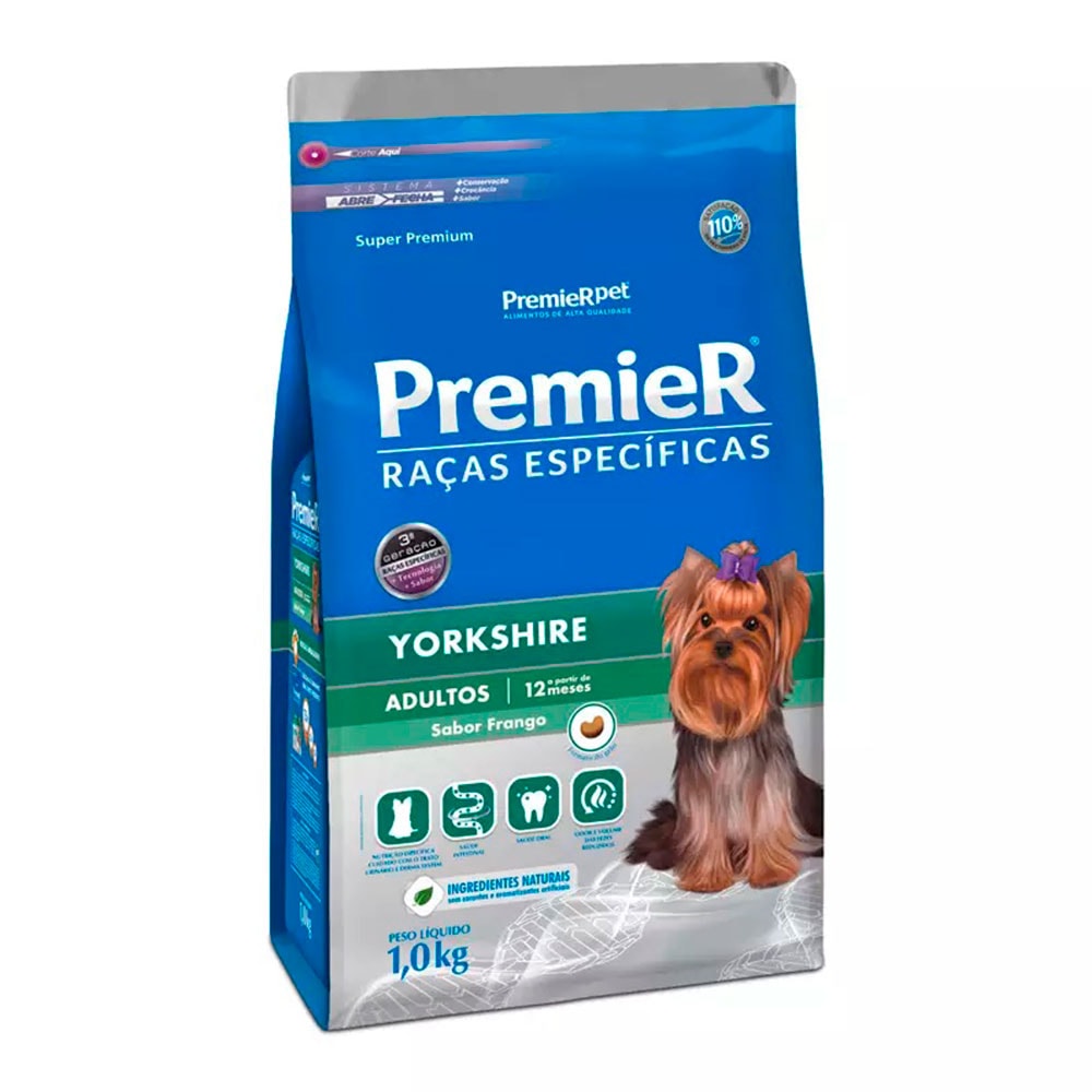 Ração Premier Raças Específicas Yorkshire Cães Adultos Frango - 1Kg